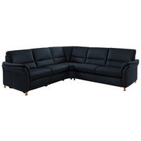 ECKSOFA in Echtleder Dunkelblau  - Eichefarben/Beige, Konventionell, Leder/Holz (262/262cm) - Beldomo Premium
