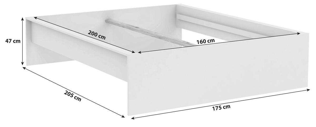 BETTRAHMEN 160/200 cm  in Anthrazit  - Anthrazit, Konventionell, Holzwerkstoff (160/200cm) - Hom`in
