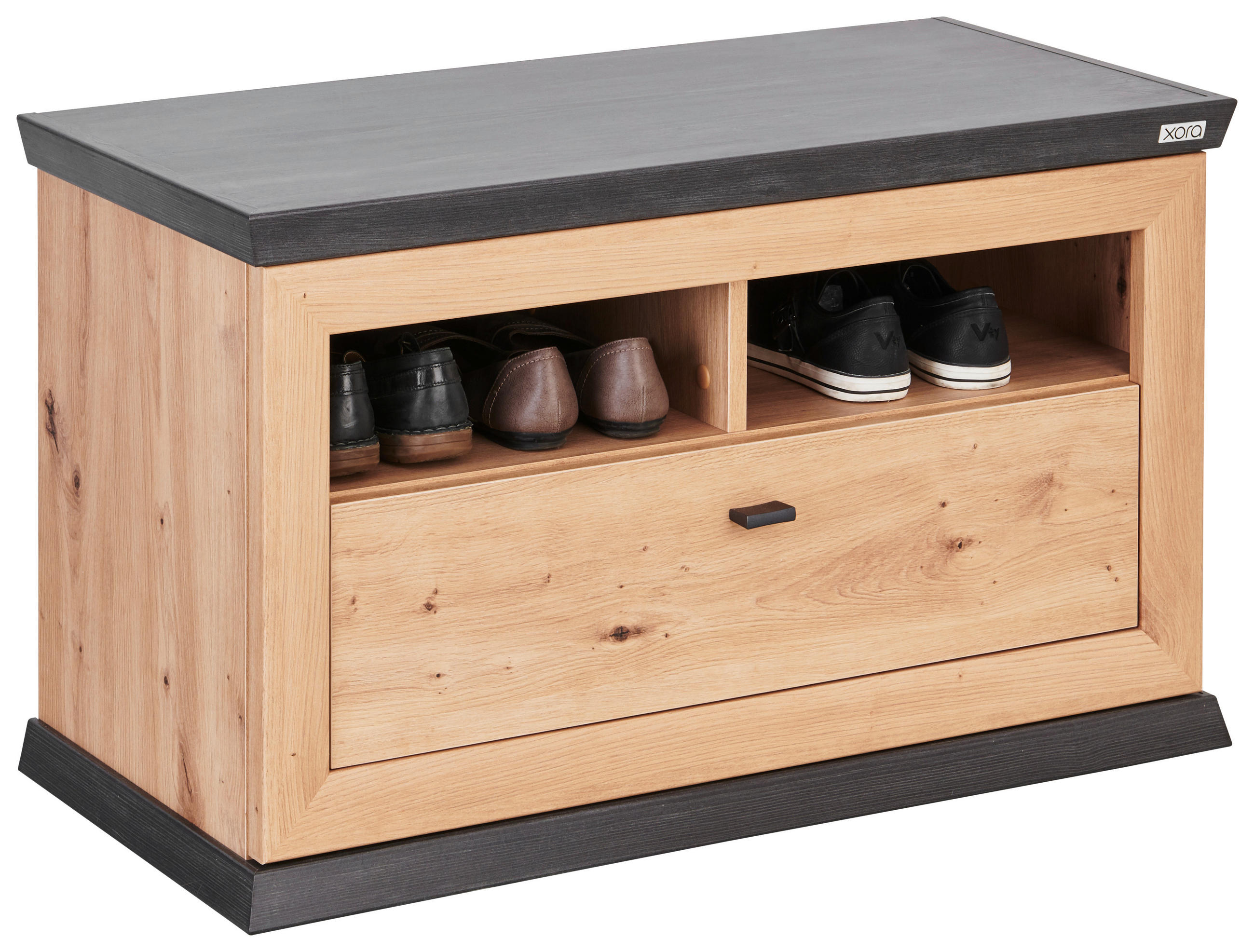 BANC DE GARDE-ROBE 85,2/50,5/38,5 cm  - Dunkelgrau/Eichefarben, Lifestyle, Holzwerkstoff/Metall (85,2/50,5/38,5cm) - Xora
