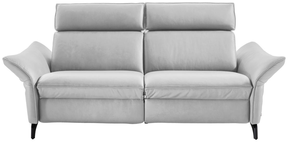2,5-SITZER  in Echtleder Hellgrau  - Anthrazit/Hellgrau, Design, Leder/Metall (194/94/95cm) - Himolla