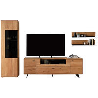 WOHNWAND 3-teilig  in Wildeiche 340/209/50 cm  - Wildeiche/Anthrazit, Natur, Glas/Holz (340/209/50cm) - Linea Natura