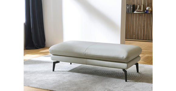 ECKSOFA in Echtleder Silberfarben  - Silberfarben/Schwarz, Design, Leder/Metall (308/195cm) - Dieter Knoll