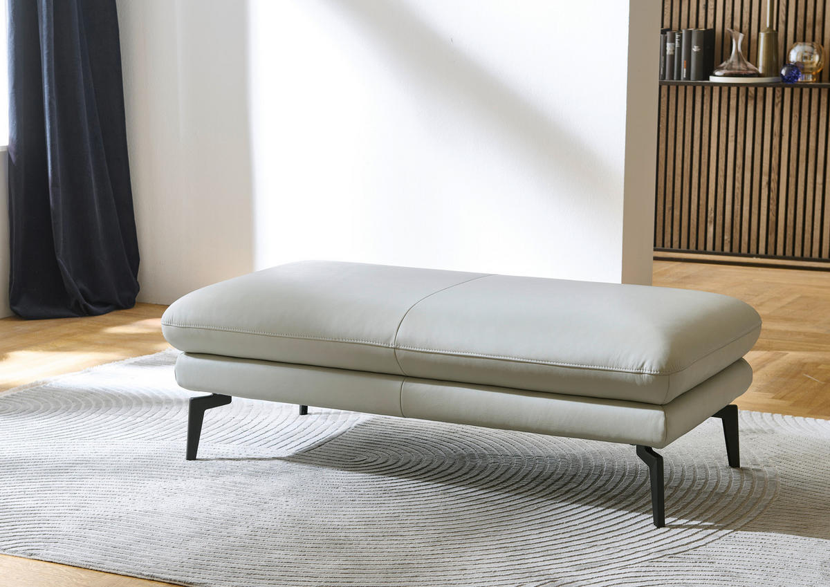 ECKSOFA in Echtleder Silberfarben  - Silberfarben/Schwarz, Design, Leder/Metall (308/195cm) - Dieter Knoll