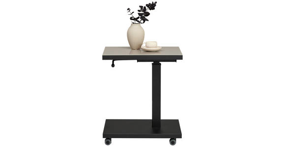 BEISTELLTISCH in Glas, Holzwerkstoff 45/35/49-67 cm  - Taupe/Schwarz, Design, Glas/Holzwerkstoff (45/35/49-67cm) - Novel