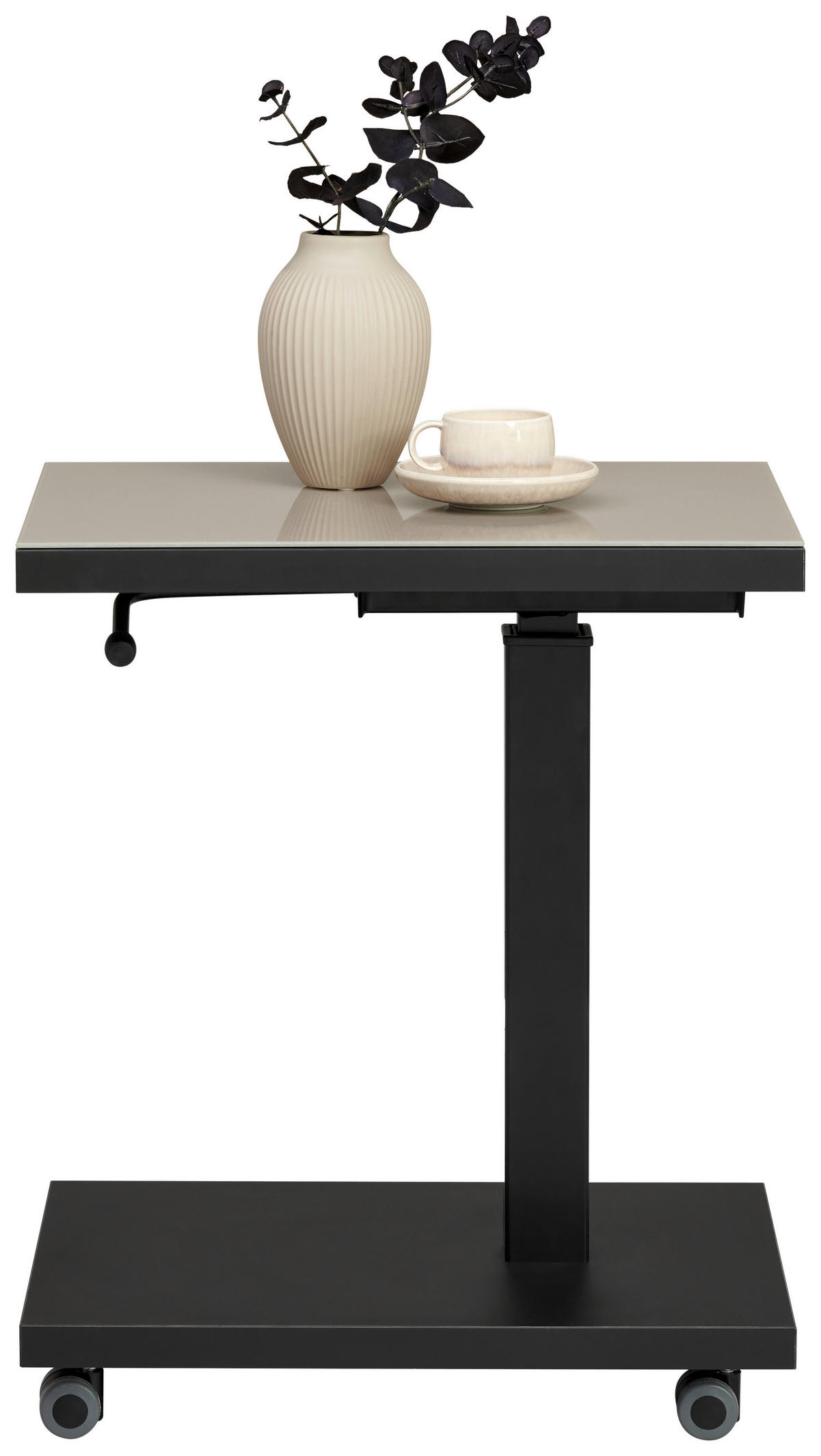 BEISTELLTISCH in Glas, Holzwerkstoff 45/35/49-67 cm  - Taupe/Schwarz, Design, Glas/Holzwerkstoff (45/35/49-67cm) - Novel