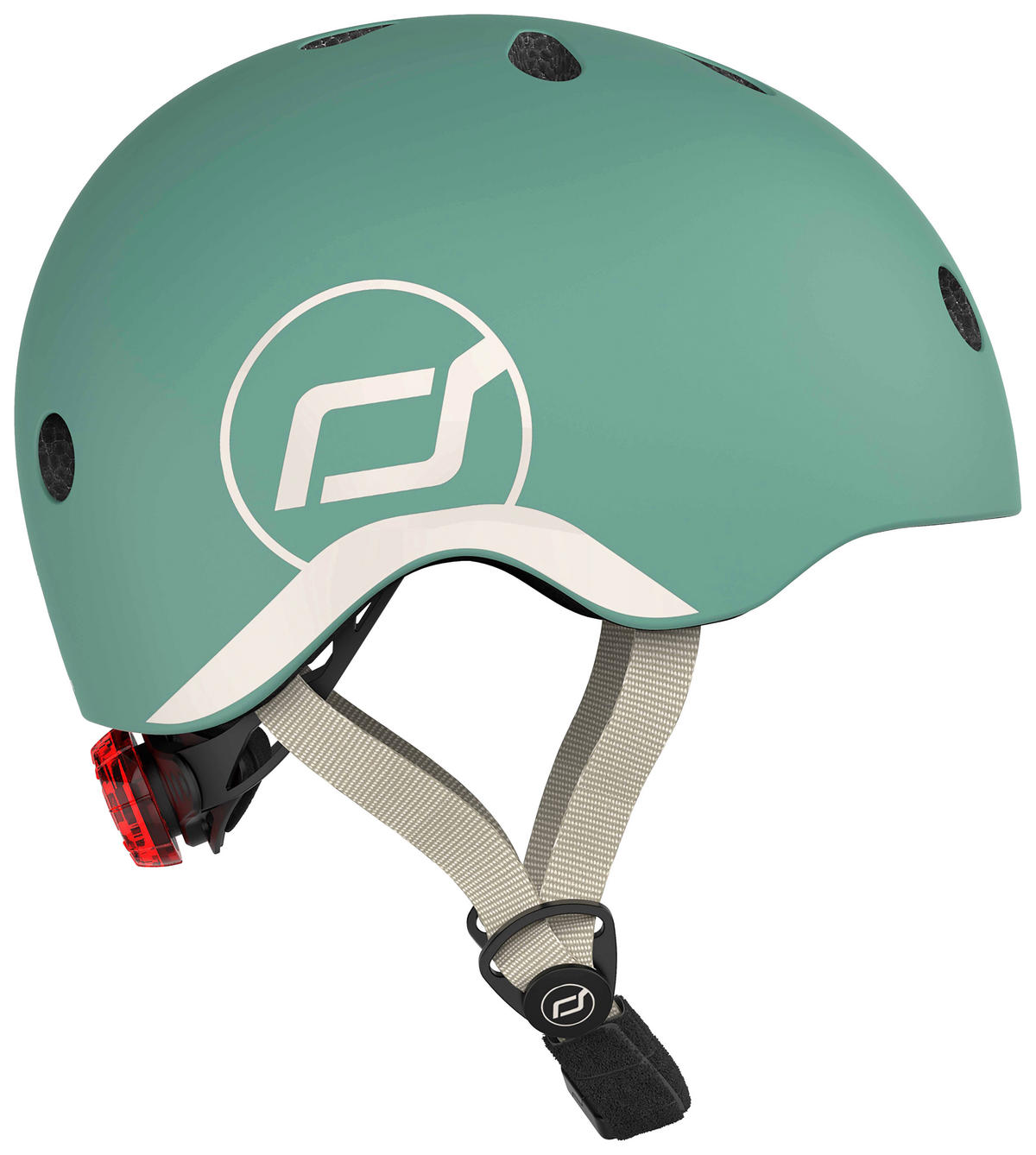 KINDERHELM XXS-S  - Dunkelgrün/Hellgrau, Trend, Kunststoff/Textil (XXS-Snull) - Scoot and Ride