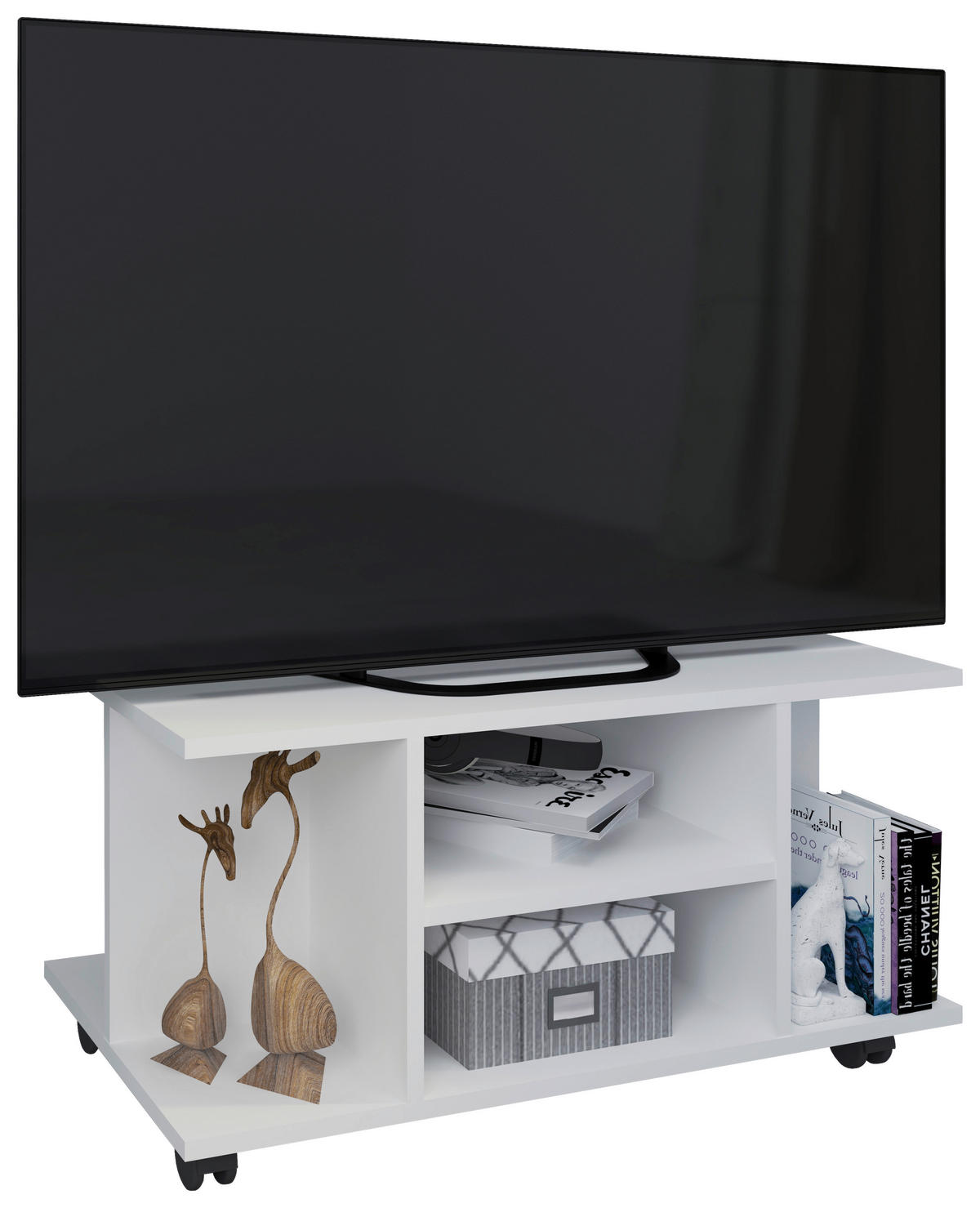TV-RACK - Weiss, Modern, Holzwerkstoff/Kunststoff (80/40/40cm) - MID.YOU