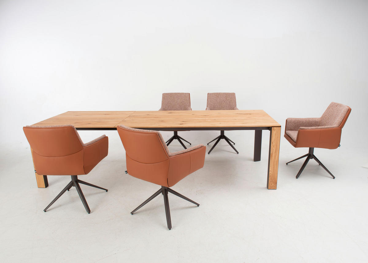 ARMLEHNSTUHL  Sitzfläche 360° drehbar, Stoff-/Lederauswahl Mikrofaser Echtleder  Rotbraun, Cognac  - Rotbraun/Cognac, Design, Leder/Textil (60/90/69cm) - hülsta