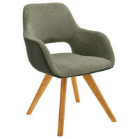 ARMLEHNSTUHL in Holz, Textil Olivgrün  - Wildeiche/Olivgrün, Design, Holz/Textil (56/86/64cm) - Lomoco