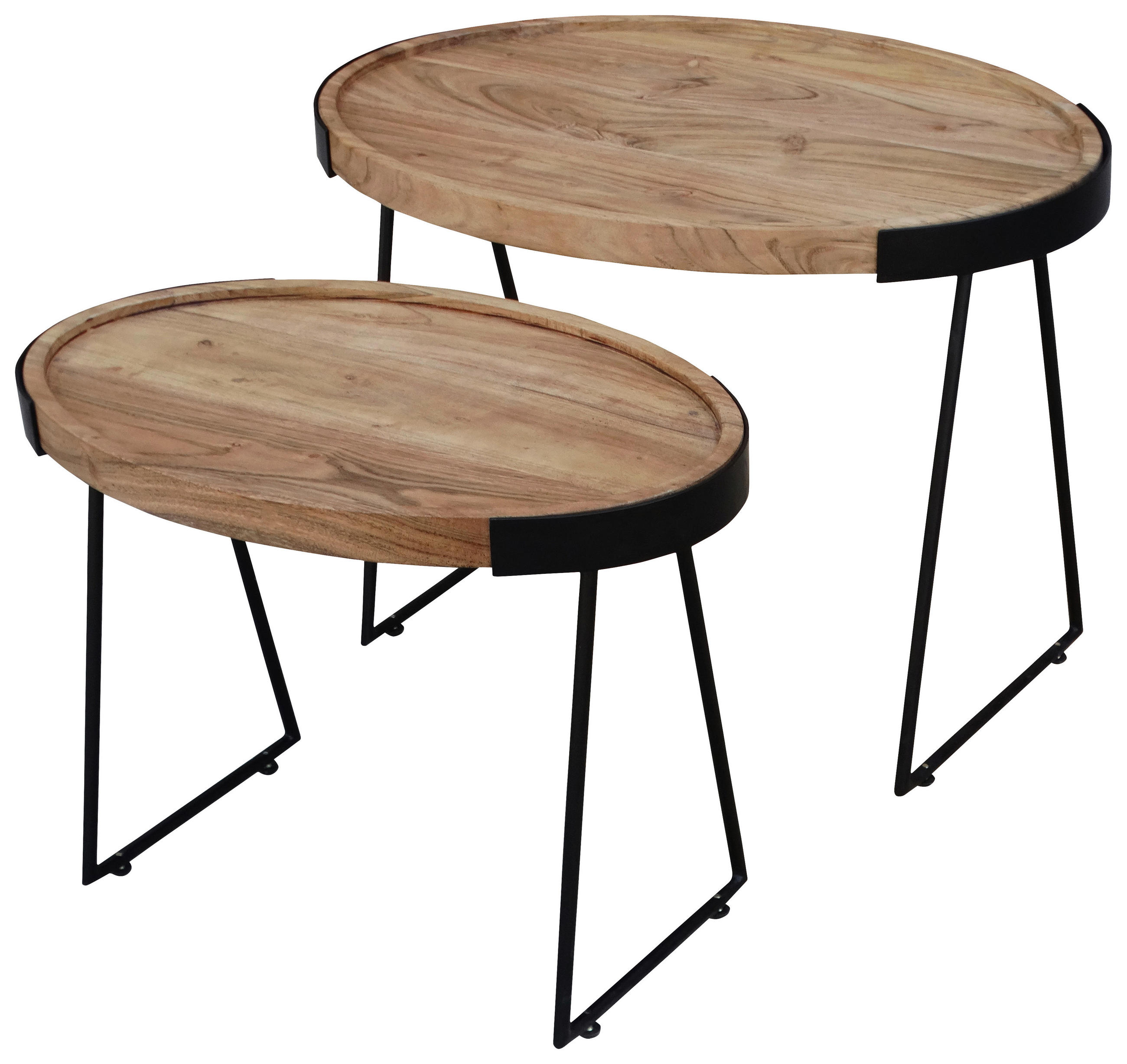 SET POMOĆNIH STOLIĆA prirodne boje metal, drvo - prirodne boje, Trend, metal/drvo (67/57/48/42/46/46cm) - Ambia Home