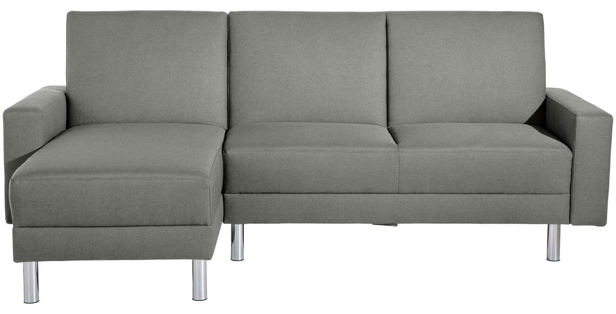 ECKSCHLAFSOFA inkl. Hocker in Hellgrau Textil   - Chromfarben/Hellgrau, Konventionell, Textil/Metall (152/230cm) - Max Winzer