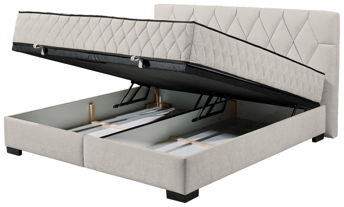 BOXBETT 180/200 cm  in Beige  - Beige/Schwarz, Modern, Holzwerkstoff/Kunststoff (180/200cm) - MID.YOU
