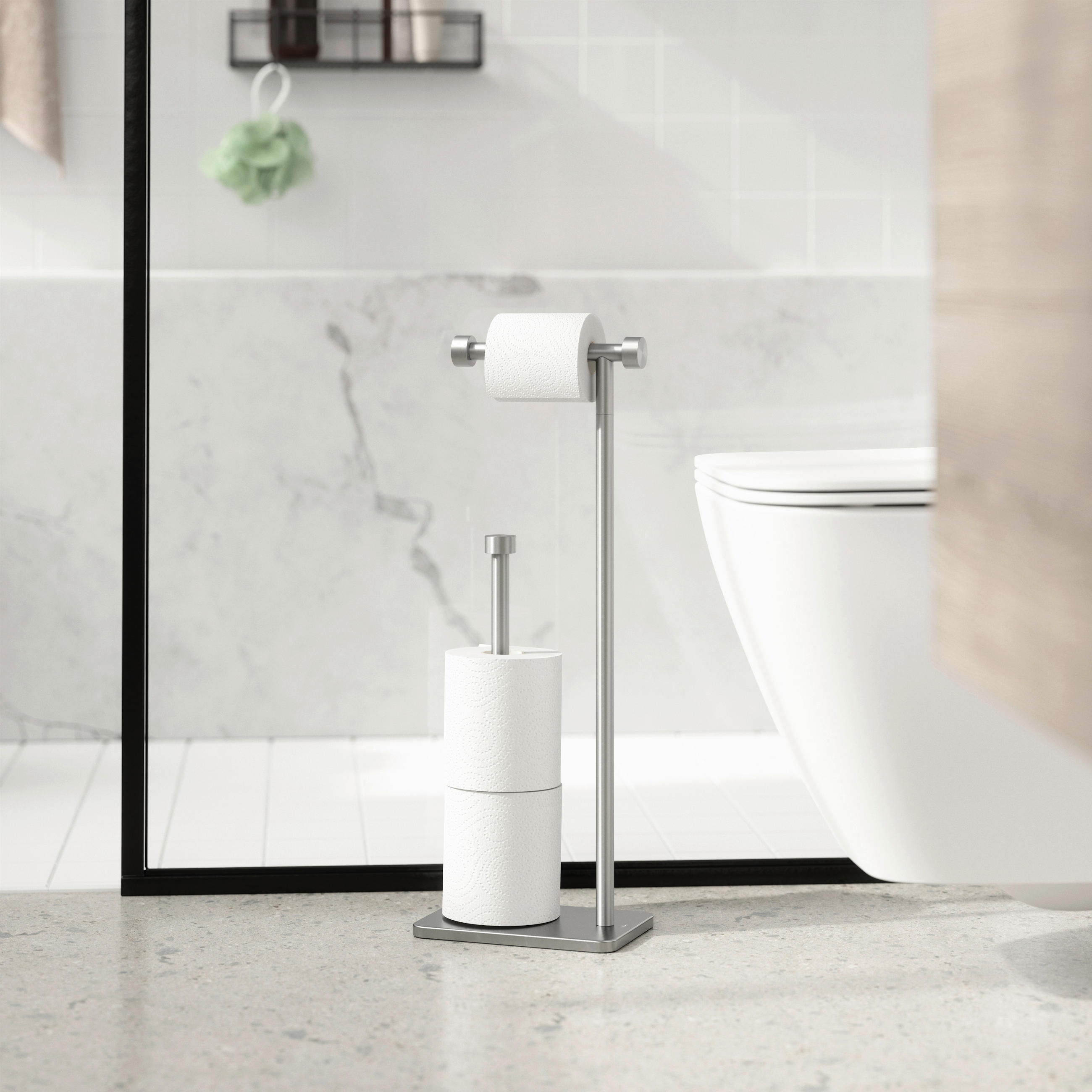 TOILETTENPAPIERHALTER - Nickelfarben, KONVENTIONELL, Stein/Metall (12/52/20cm) - Umbra