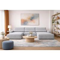 WOHNLANDSCHAFT BRAZIL U in Hellgrau  - Hellgrau/Schwarz, Design, Kunststoff/Textil (200/410/200cm) - MID.YOU