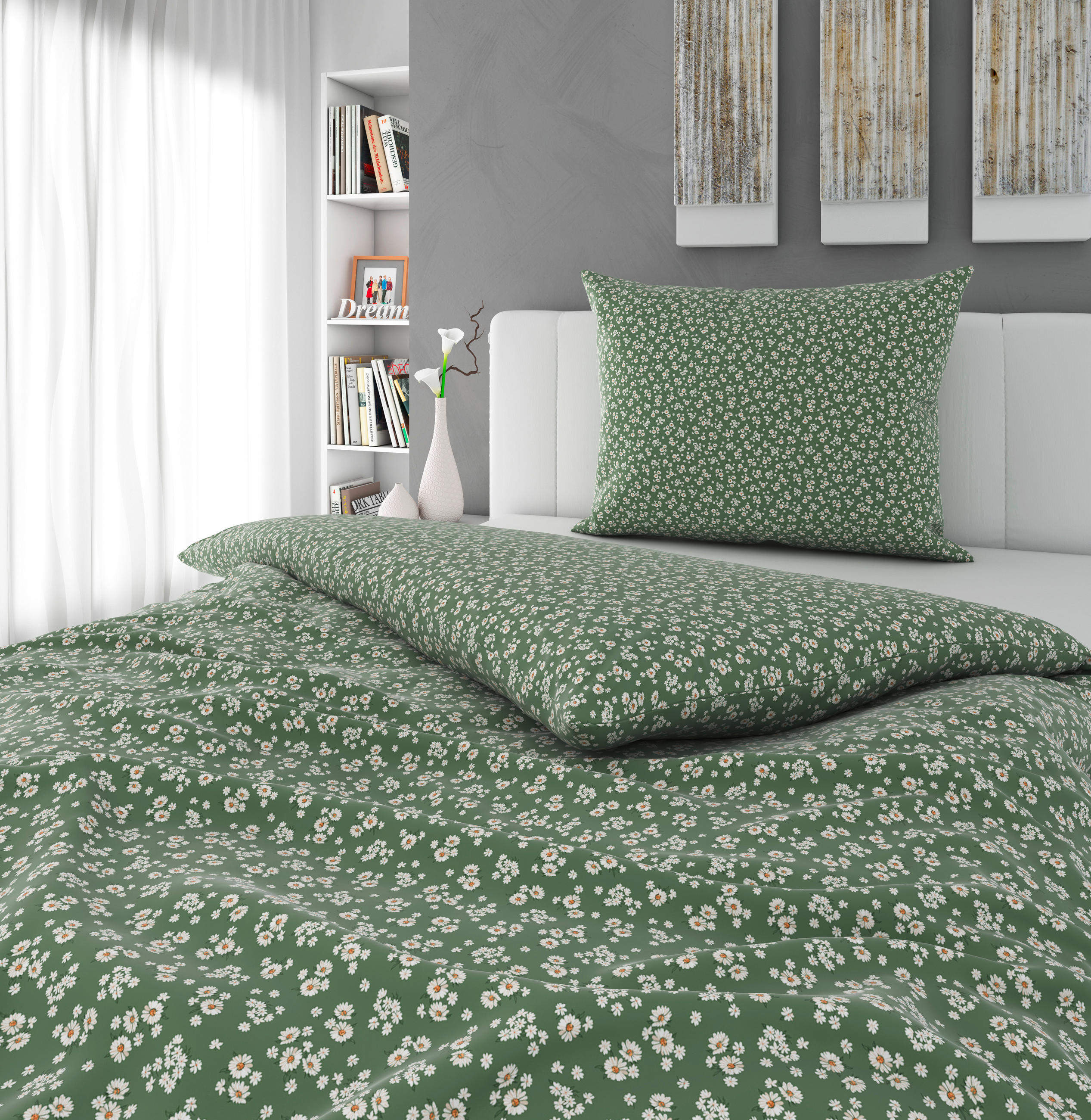 POSTELJNINA GREEN 140/200 cm saten zelena - zelena, Konvencionalno, tekstil (140/200cm) - Esposa