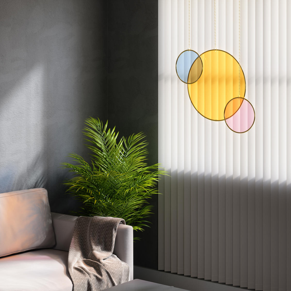 STENSKA DEKORACIJA    - lila/svetlo modra, Basics, kovina/umetna masa (46/3/46cm) - Umbra