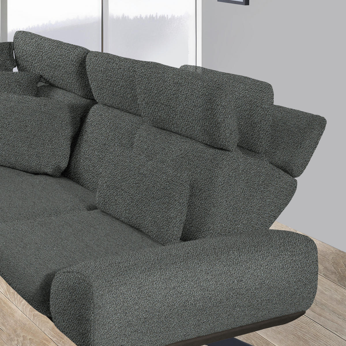 ECKSOFA in Flachgewebe Dunkelgrau  - Dunkelgrau/Schwarz, Design, Textil/Metall (239/270cm) - Koinor