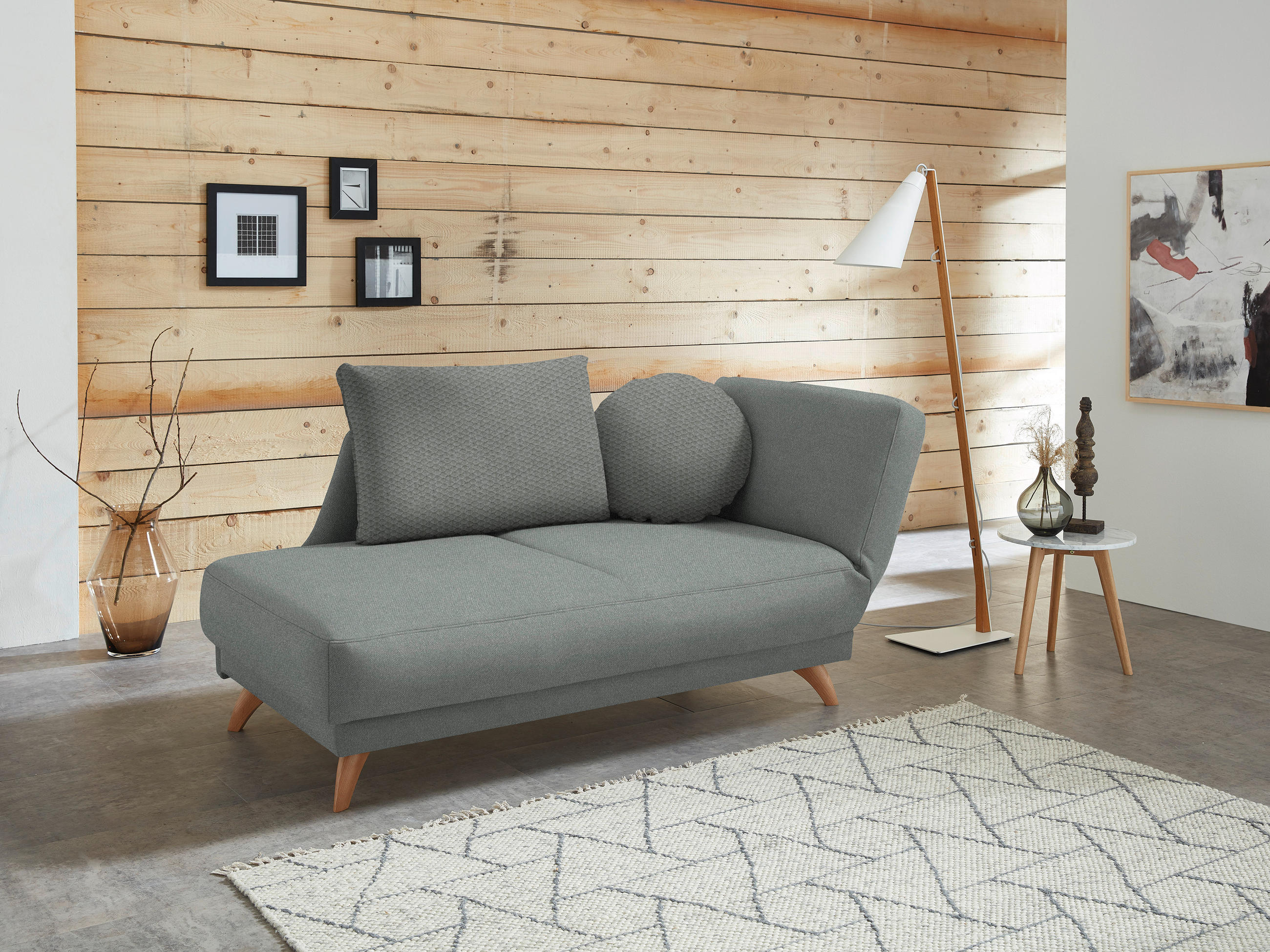 RÉCAMIERE in Flachgewebe Grau  - Grau, Design, Holz/Textil (205/87/94cm) - Bali