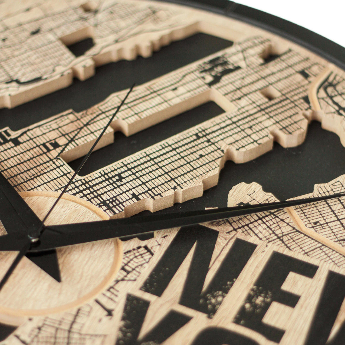 WANDUHR - Schwarz, Eichefarben  - Eichefarben/Schwarz, Basics, Holz/Kunststoff (57cm)