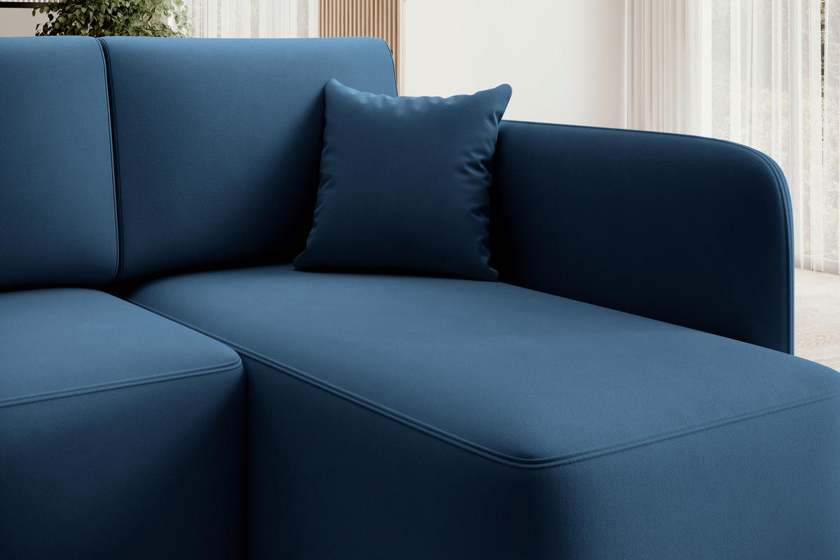 ECKSOFA in Plüsch Blau  206/150 cm  - Blau/Schwarz, Design, Kunststoff/Textil (206/150cm) - MID.YOU