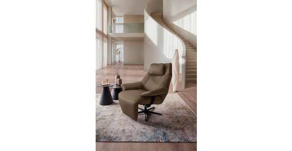 RELAXSESSEL in Leder Taupe  - Taupe/Schwarz, Design, Leder/Metall (92/79/82cm) - Dieter Knoll