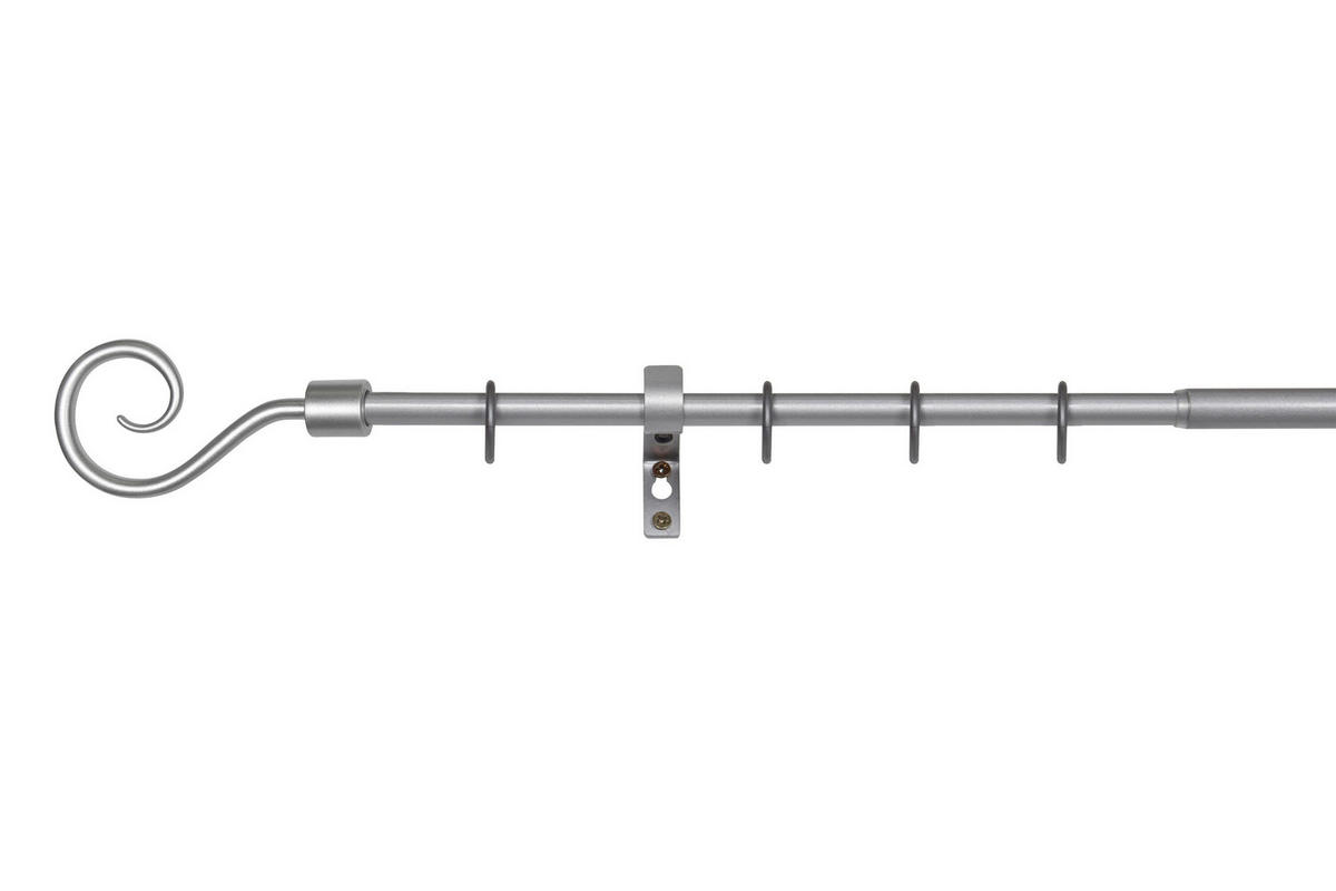VORHANGSTANGENSET 130 cm  - Grau Hochglanz, Basics, Metall (130cm)
