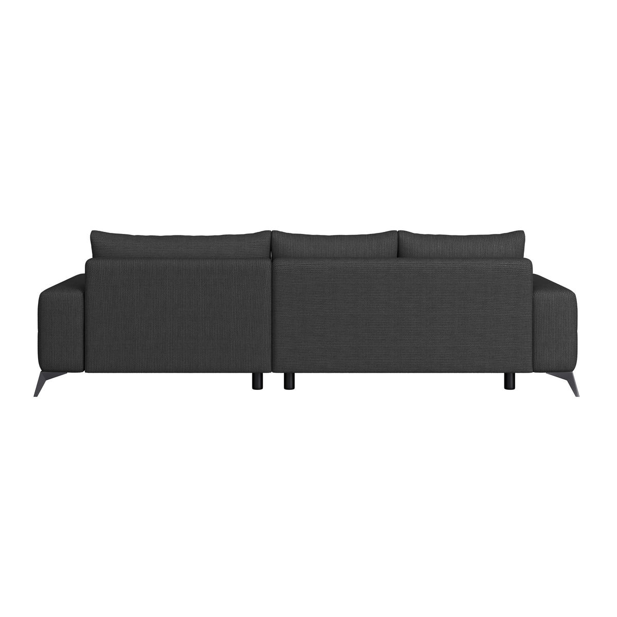 ECKSOFA MAURO Schwarz Flachgewebe  - Schwarz, Trend, Textil/Metall (290/175cm) - MID.YOU