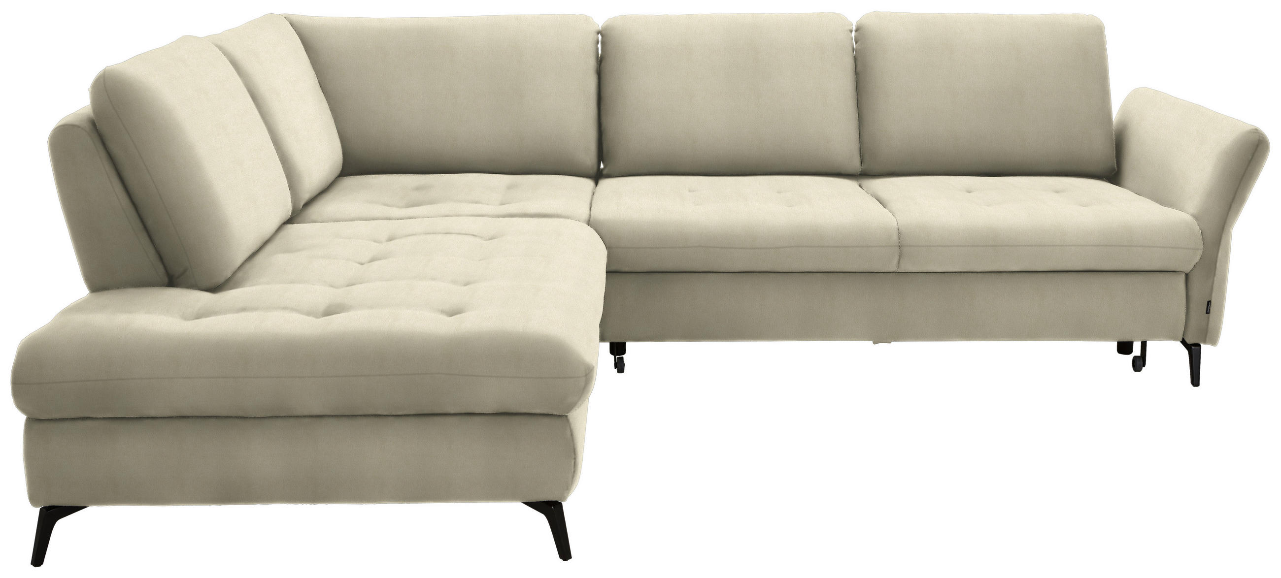 ECKSOFA Creme Flachgewebe  - Creme/Schwarz, Natur, Textil/Metall (233/288cm) - Valnatura