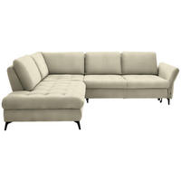 ECKSOFA Creme Flachgewebe  - Creme/Schwarz, Natur, Textil/Metall (233/288cm) - Valnatura
