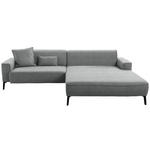 ECKSOFA in Flachgewebe Dunkelgrau  285/190 cm  - Dunkelgrau/Schwarz, Design, Textil/Metall (285/190cm) - Johann Jakob