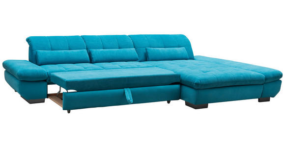 ECKSOFA Türkis Mikrofaser  - Türkis/Schwarz, Design, Textil/Metall (341/204cm) - Xora