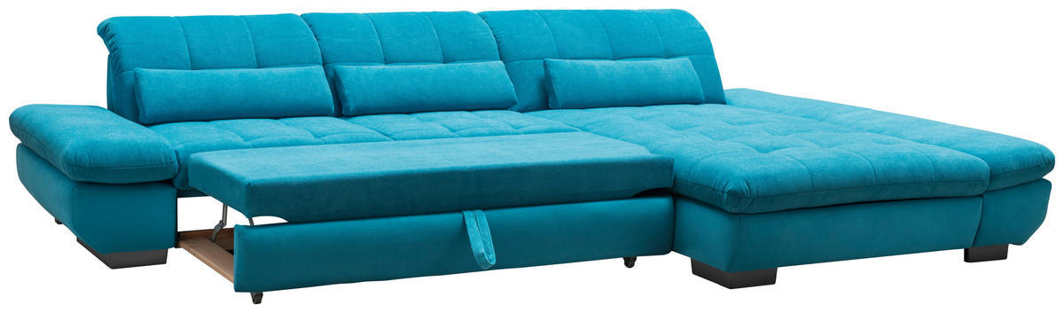 ECKSOFA Türkis Mikrofaser  - Türkis/Schwarz, Design, Textil/Metall (204/341cm) - Xora