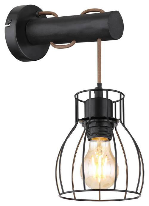WANDLEUCHTE 13,6/24/33 cm   - Schwarz, Basics, Holz/Metall (13,6/24/33cm) - Globo