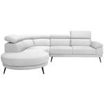 ECKSOFA in Velours Weiß  264/299 cm  - Schwarz/Weiß, Design, Textil/Metall (264/299cm) - Novel