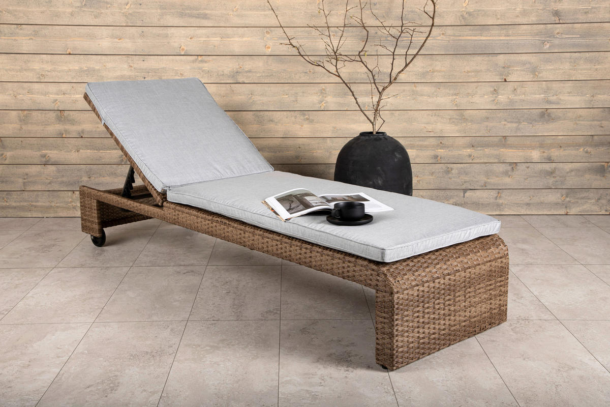 SONNENLIEGE 60/32/196 cm  - Sandfarben/Hellbraun, KONVENTIONELL, Kunststoff/Textil (60/32/196cm) - Gardenson