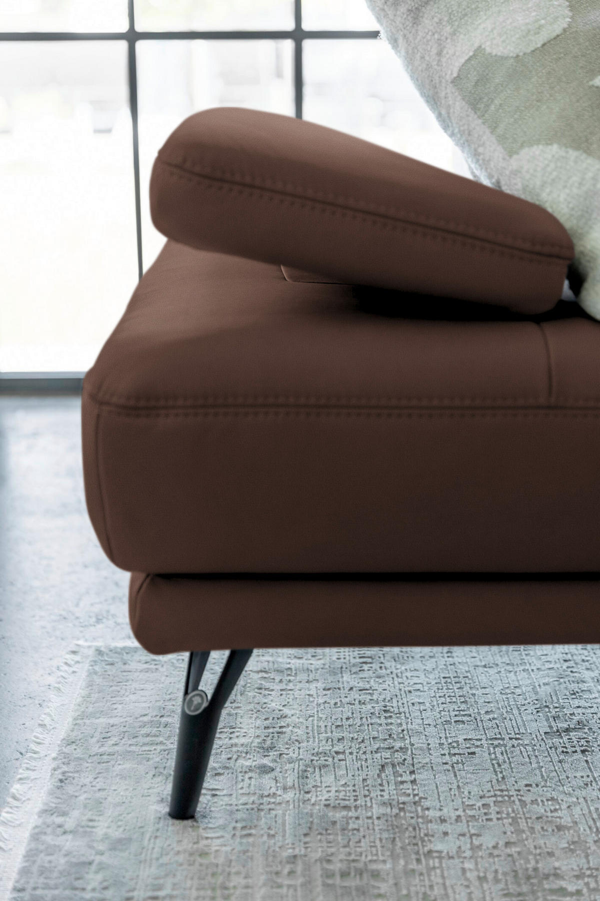 ECKSOFA Echtleder Mokka  - Schwarz/Mokka, Konventionell, Leder/Metall (180/301cm) - Joop!
