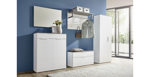 GARDEROBENSCHRANK 70/188/35 cm - Alufarben/Weiß, Design, Holzwerkstoff/Metall (70/188/35cm) - Carryhome