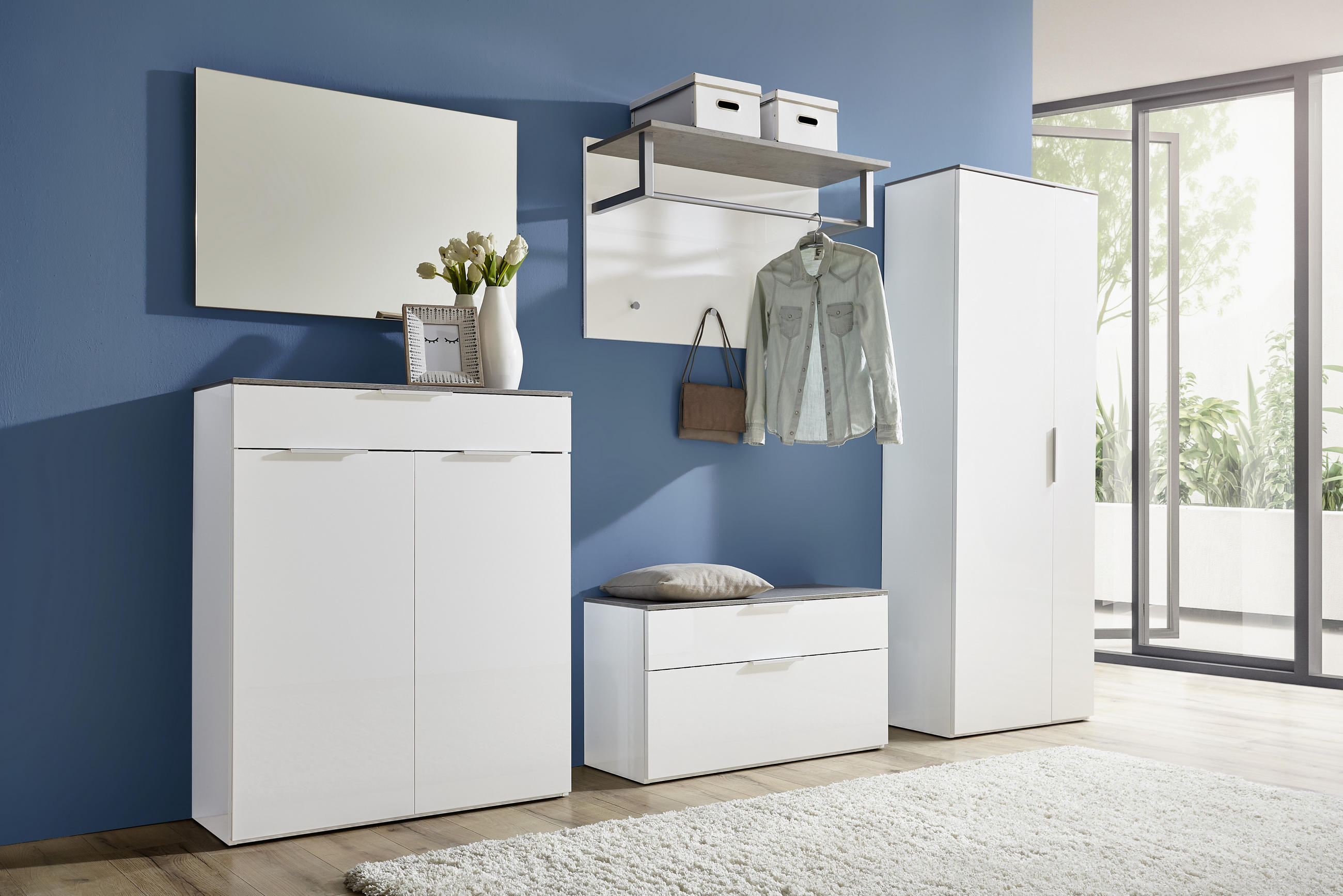 GARDEROBENSCHRANK 70/188/35 cm  - Alufarben/Weiß, Design, Holzwerkstoff/Metall (70/188/35cm) - Carryhome