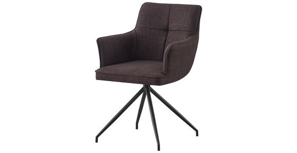 ARMLEHNSTUHL in Eisen Webstoff - Schwarz/Braun, Design, Textil/Metall (58/84/62,5cm) - Novel