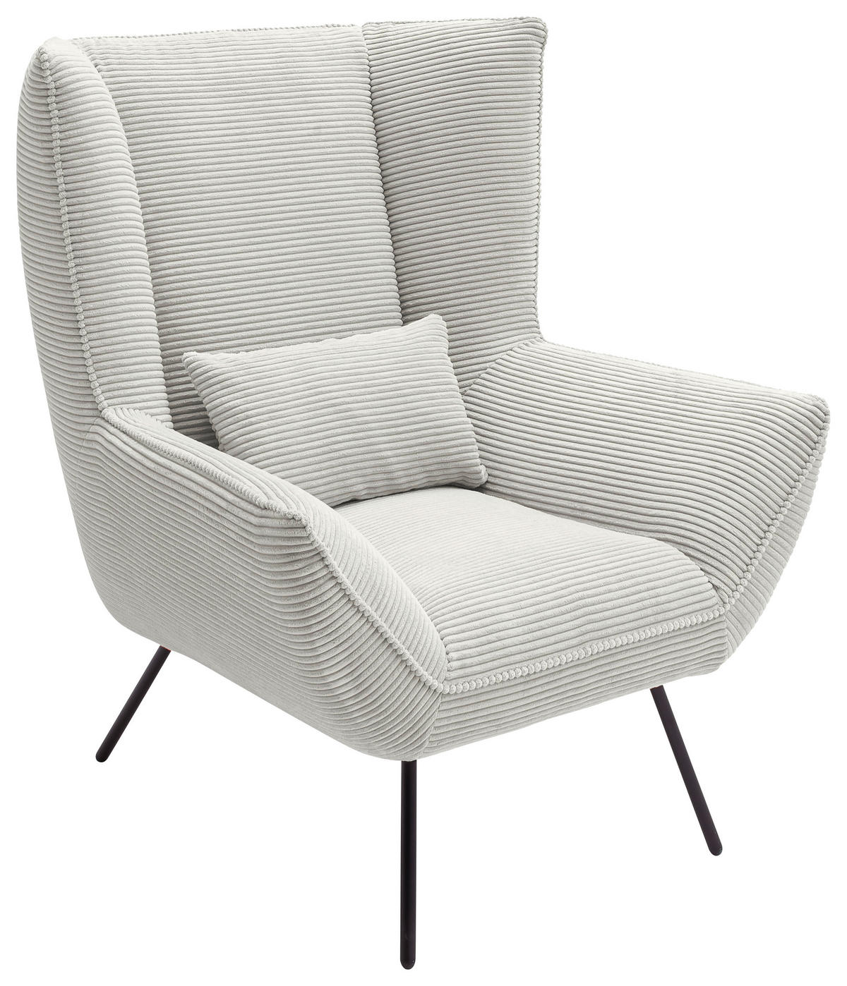 SESSEL in Cord Hellgrau  - Hellgrau/Schwarz, Design, Textil/Metall (90/112/94cm) - Pure Home Lifestyle