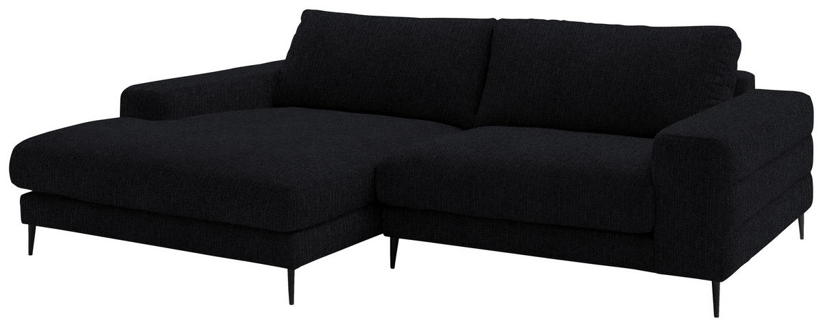 ECKSOFA in Flachgewebe Schwarz  - Schwarz, Design, Textil/Metall (177/253cm) - Dieter Knoll