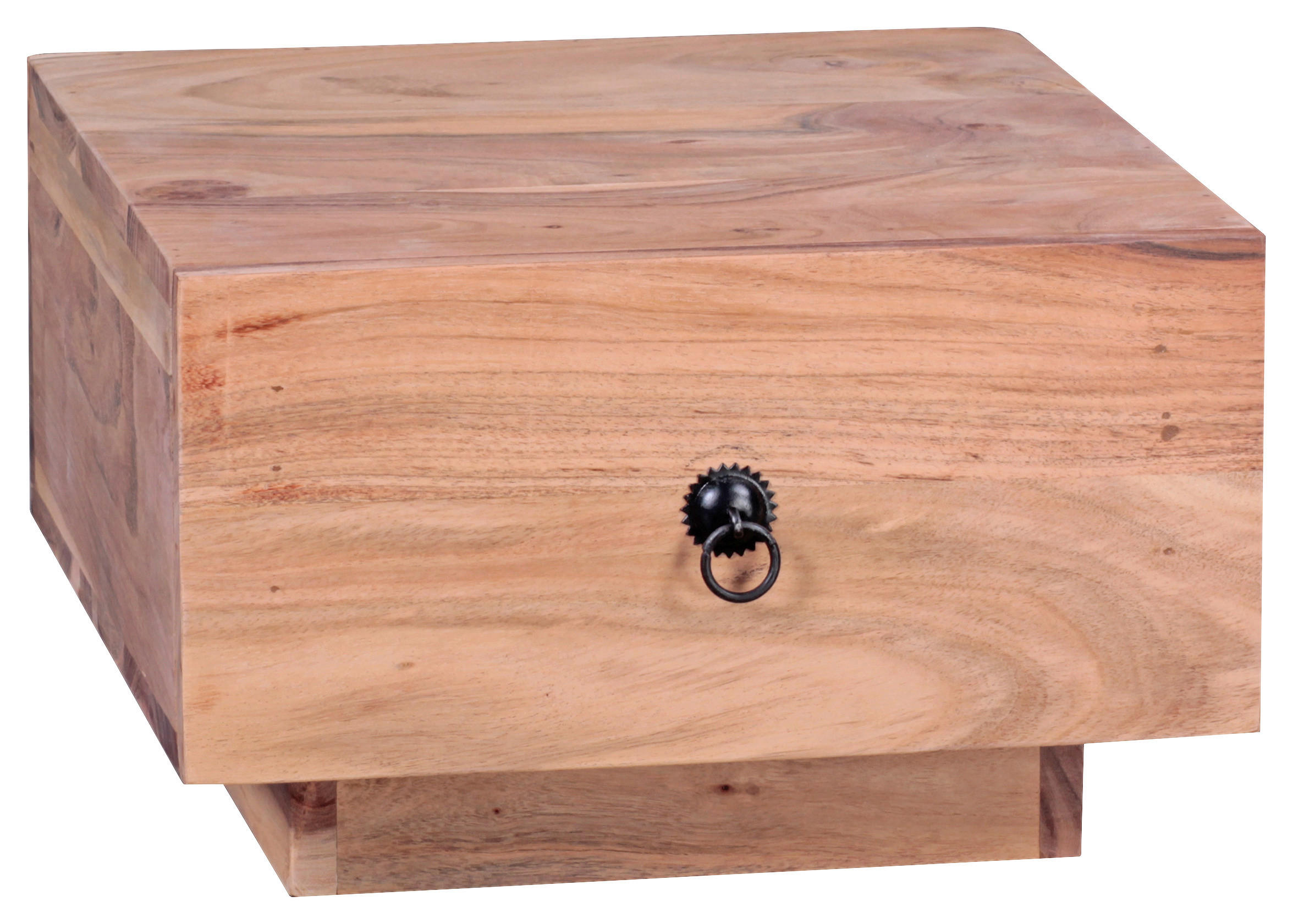 NACHTSCHRANK 40/25/40 cm Akazie massiv - Schwarz/Akaziefarben, KONVENTIONELL, Holz/Metall (40/25/40cm) - MID.YOU
