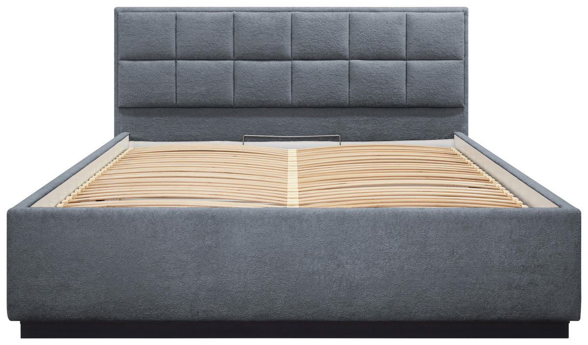 POLSTERBETT 140/200 cm,  in Dunkelgrau, gepolstertes Kopfteil, Beleuchtung, Lattenrost, Bettkasten,  - Dunkelgrau/Birkefarben, Design, Holz/Holzwerkstoff (140/200cm) - Chameo