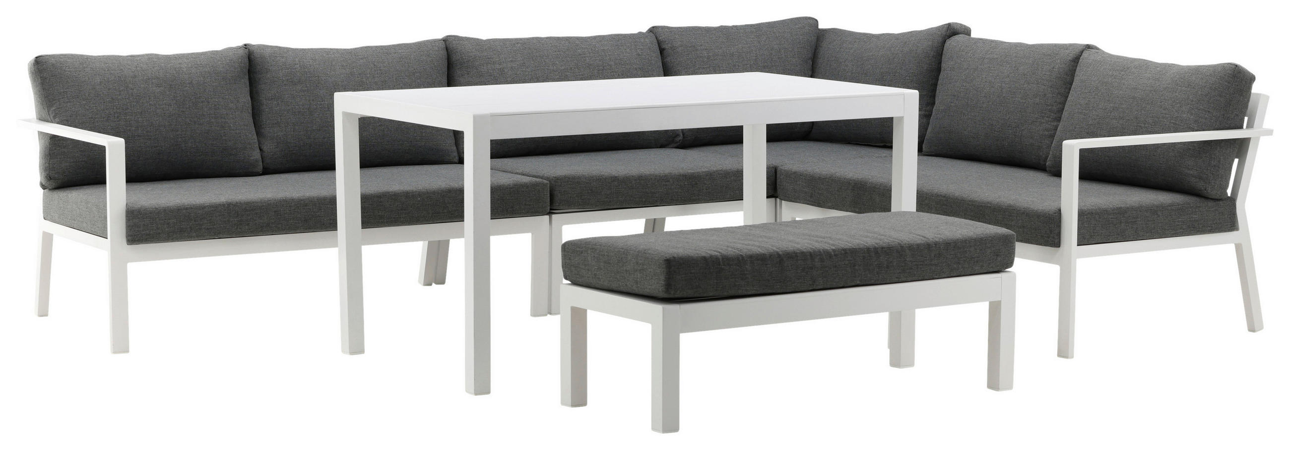 LOUNGESET  - vit/grå, Klassisk, metall/textil - Gardenson