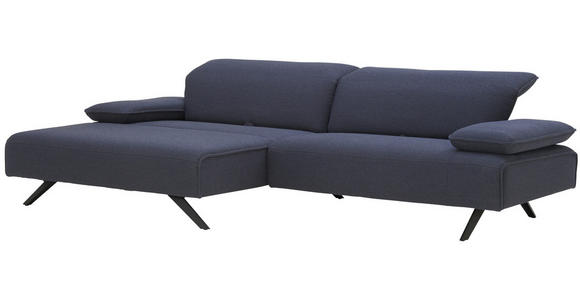 ECKSOFA in Flachgewebe Dunkelblau - Anthrazit/Dunkelblau, Design, Textil/Metall (166/280cm) - Ambiente