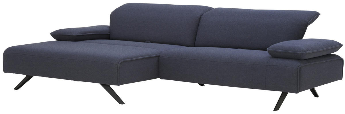ECKSOFA in Flachgewebe Dunkelblau  - Anthrazit/Dunkelblau, Design, Textil/Metall (164/280cm) - Johann Jakob
