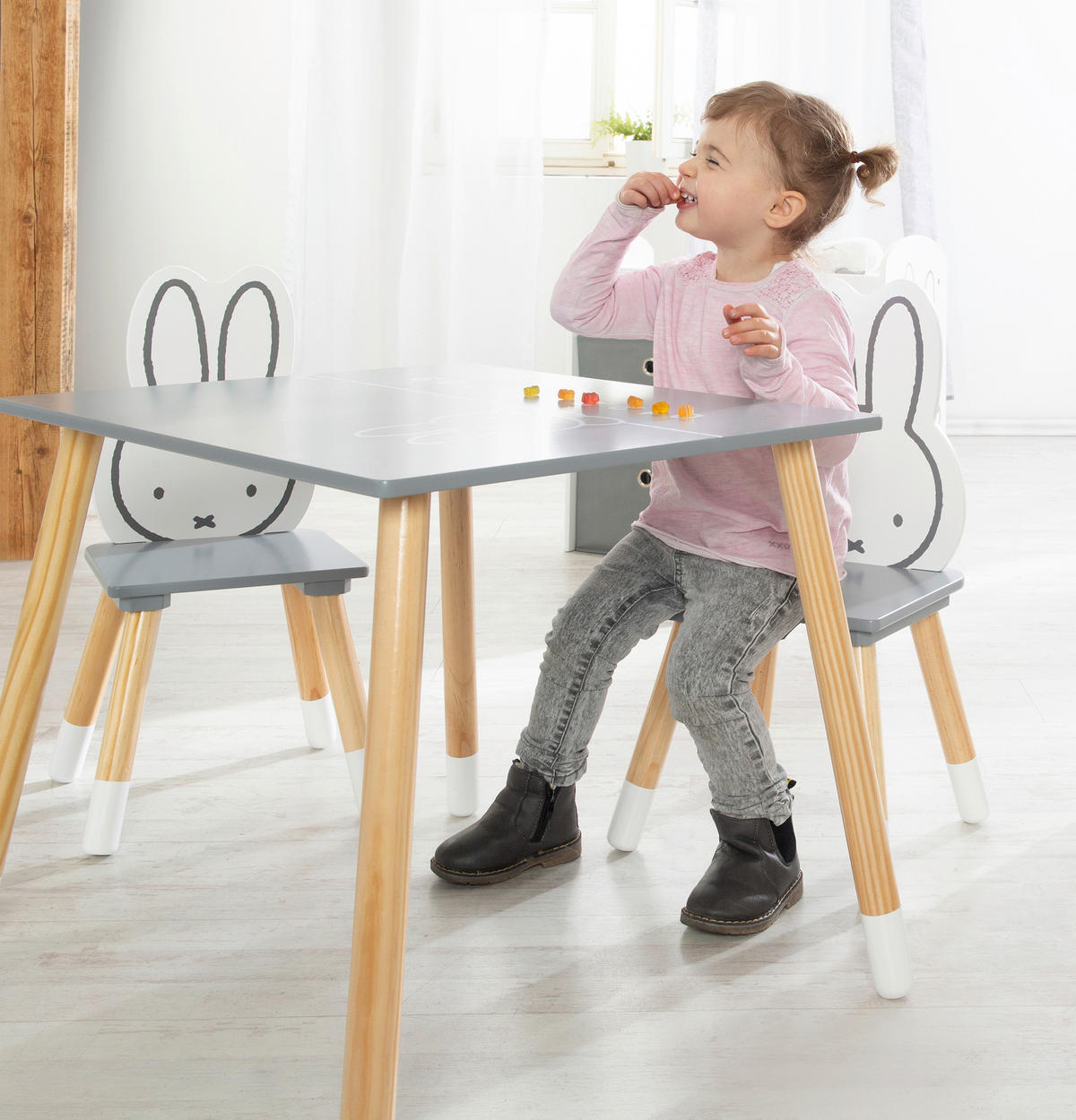 KINDERSITZGRUPPE MIFFY Weiß, Dunkelgrau  - Dunkelgrau/Weiß, Basics, Holz/Holzwerkstoff - Roba
