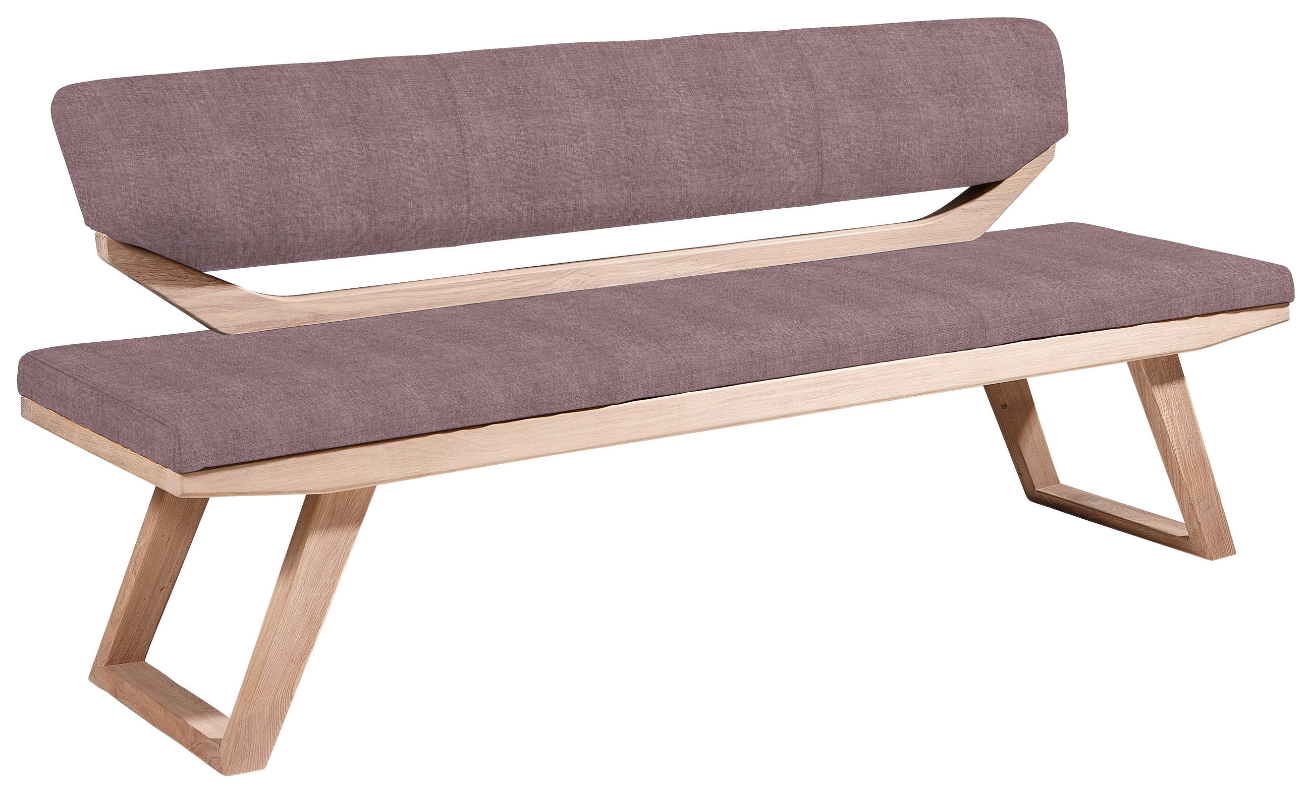 SITZBANK 190/81/56 cm Webstoff Aubergine Holz - Eichefarben/Aubergine, Natur, Holz/Textil (190/81/56cm) - Linea Natura