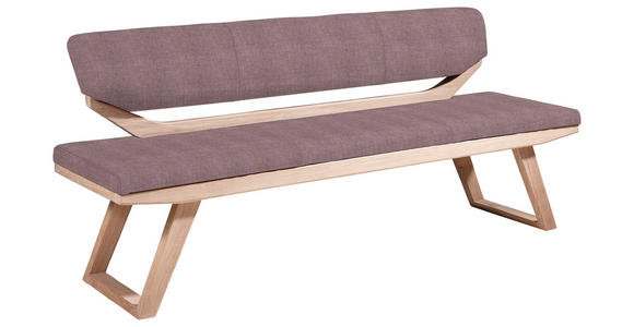 SITZBANK Webstoff Asteiche massiv Eichefarben, Aubergine - Eichefarben/Aubergine, Natur, Holz/Textil (170/81/56cm) - Linea Natura