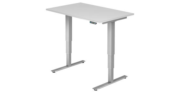 SCHREIBTISCH höhenverstellbar  - Silberfarben/Weiß, KONVENTIONELL, Holzwerkstoff/Metall (120/80/63,5-128,5cm) - Venda